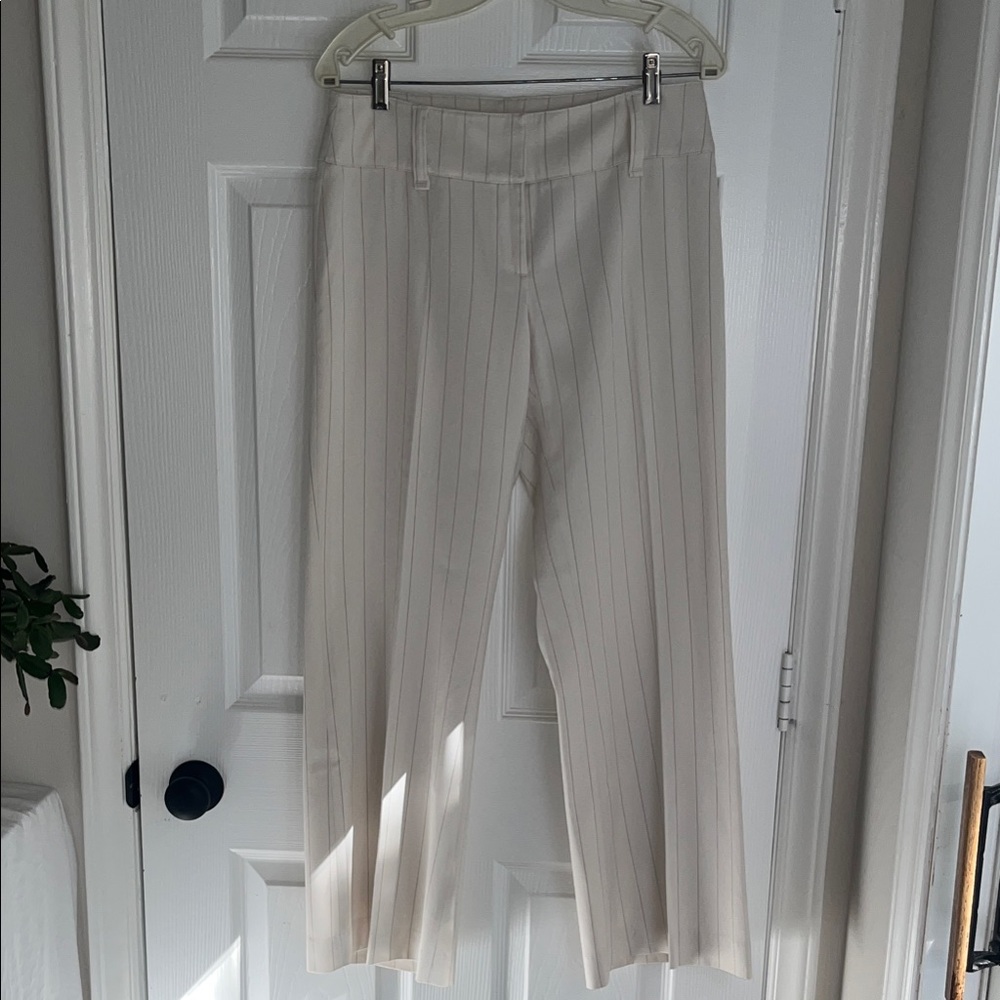 H&M Cream Pinstripe Flare Pants